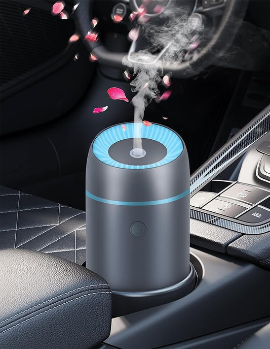 Portable Mini Ultrasonic Essential Oil Diffuser - 100ml USB Aromatherapy Humidifier with 7-Color LED Lights, Upgraded Aluminum Alloy Shell for Home, Office, Bedroom, Car & Small Spaces (Grey) - Bloomnest