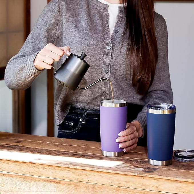MEWAY 20oz Tumbler 8 Pack Double Wall Vacuum Insulated Travel Mug Bulk, Mix Color Stainless Steel Tumblers with Lid and Straw, Durable Powder Coated Coffee Cups for Cold & Hot Drinks（Mix Color, 8 - Bloomnest