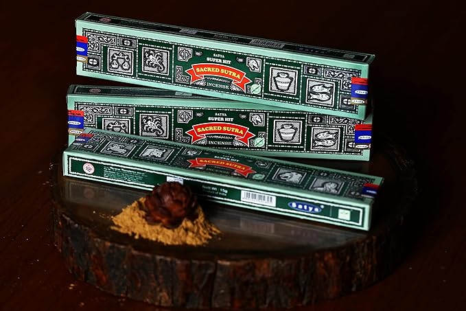 EARTH Satya Super Sacred Sutra Incense Sticks 15 GMS (Pack of 12) (Green Certified) Indian Perfumed Hand Rolled Agarbatti Perfect for Worship, Church, Relaxation, Medication, Positivity, Healing,Yoga Earth