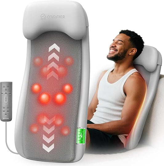 COMFIER Cordless Back Massage Chair Pad with Multi Functions, 2D/3D/Mix Shiatsu Neck and Back Massager with Heat, Chair Massager for Home Office Indoor/Outdoor Use - Bloomnest