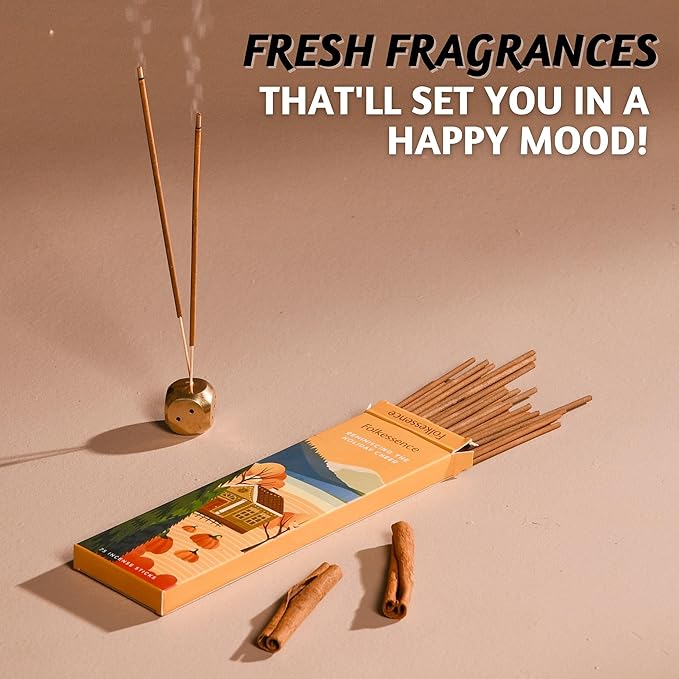 Folkulture Incense Stick | Pack of 75 Organic Fall Incense Sticks for Meditation | 45 Mins Burn Time | Pumpkin Spice Inscents Non Toxic Fall Scents for Home | Inscents-Sticks for Fall Essentials