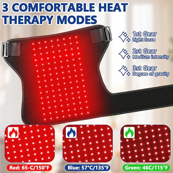 Red Light Therapy for Hip, 105 Lamp Beads USB Powered Hip Brace with 3 Heat Levels, Foldable Heating Pad for Legs, Thighs & Buttock, Unisex Wearable Red Light Hip Therapy Device Bloomnest