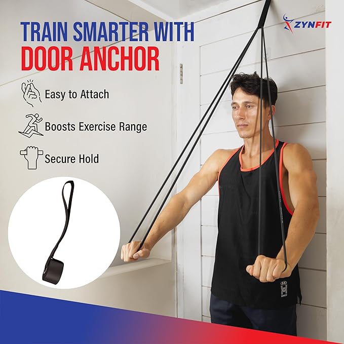 100% Natural Latex Resistance Bands Set with Door Anchor, 5-Level Pull Up Bands for Working Out, Strength Training & Physical Therapy, Workout Bands for Home Gym - Get Free A.I. Workout Plan - Bloomnest