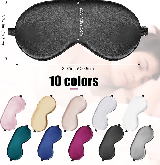 20 Pieces Silk Sleep Mask Eye Mask with Adjustable Strap Sleeping Cover Eye Cover Blindfold for Women Men Sleeping Travel(Multicolored) - Bloomnest