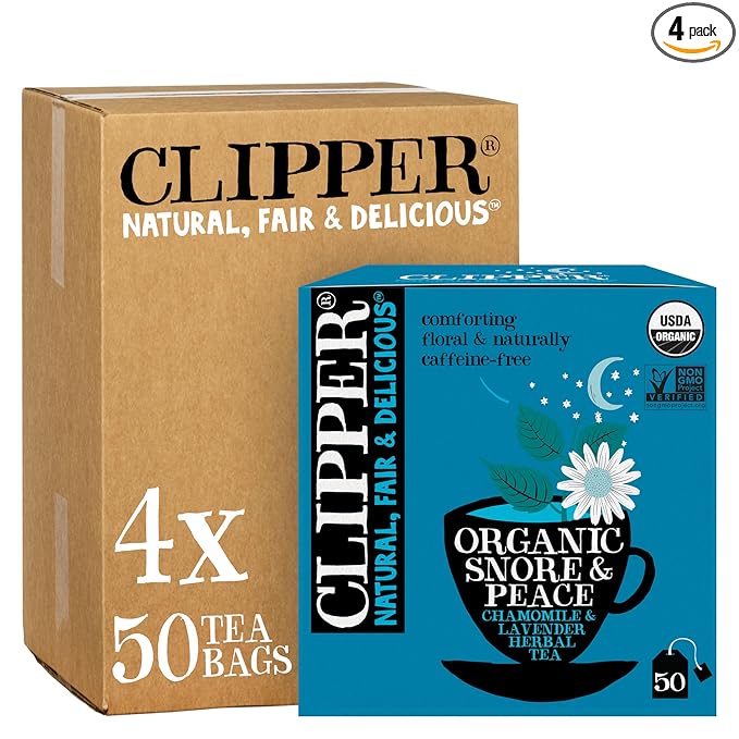 Clipper Tea Snore and Peace Chamomile & Lavender Herbal Tea – Caffeine Free, USDA Organic, Great Hot or Iced – Comfortingly Floral, Natural, Fair & Delicious – 200 Tea Bags - Bloomnest