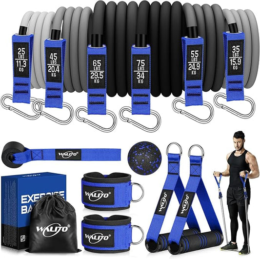 WALITO Resistance Bands Set - Exercise Bands with Handles, Door Anchor, Legs Ankle Straps, for Heavy Resistance Training, Physical Therapy, Muscle Training, Yoga, Home Workouts, Gym - Bloomnest