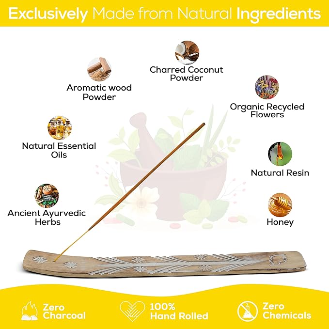 Satya Divine Blessings Incense Sticks, Satya Bng (Bangalore) Insenses 15gmx12 Pack with Raajsee Incense Holder Bundle, Satya Nagchampa Natural Incense RAAJSEE