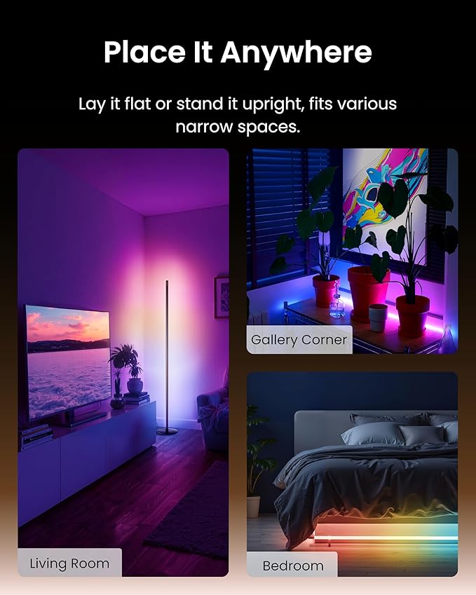 SwitchBot Smart RGBICWW App-Controlled Floor Lamp with Matter, Warm & Cool White, Alexa-Compatible Lamp, Works with Apple Home, Google Home – 1200lm Music Sync, Lamp for Living Room for Bedroom - Bloomnest