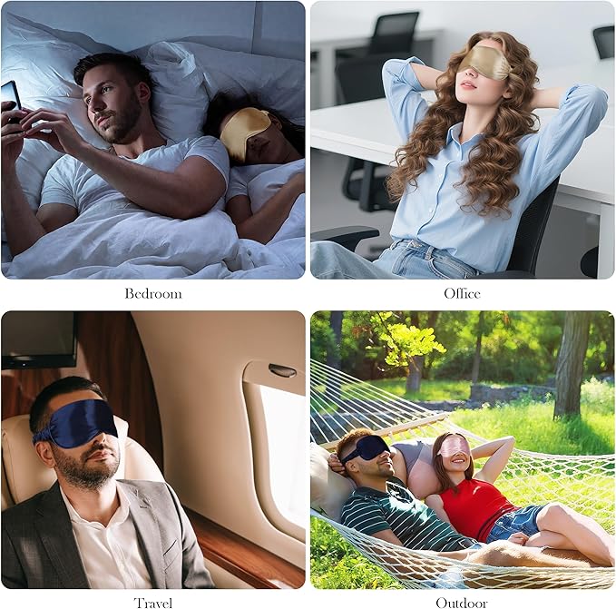 SilkDream 100% Mulberry Silk Sleep Mask Eye Mask for Sleeping 22 Momme Nature 6A Real Silk Gifts for Women&Men Black - Bloomnest