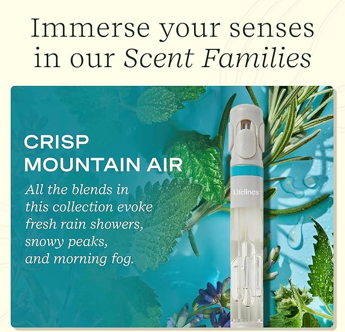 Lifelines Pen Diffuser, Crisp Mountain Air - 1mm Black Ballpoint Pen with Scented Essential Oil Blends – Aromatherapy Diffuser & Sensory Immersion Diffuse Aroma As You Write - Bloomnest