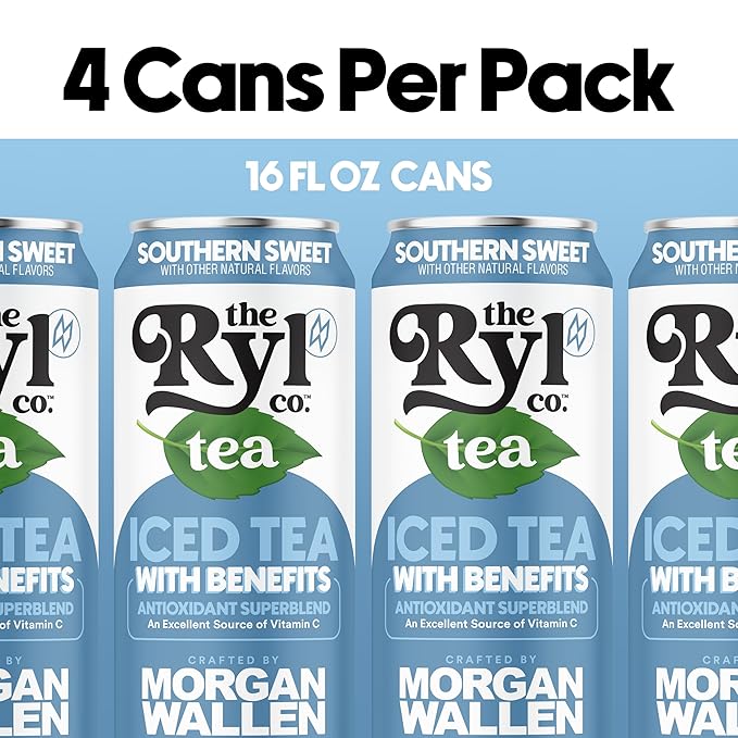 Ryl Iced Tea, Wallen's Sweet, Antioxidant Superblend, Zero Sugar, Low Carb, Low Calorie Iced Tea, 16.0 Fl Oz (4-Pack) - Bloomnest