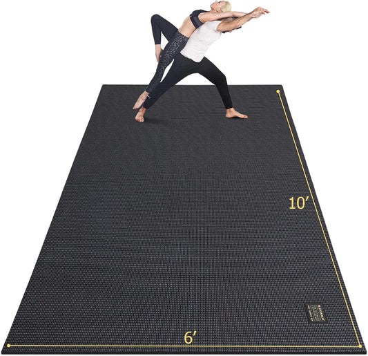 GXMMAT Large Yoga Mat 12'x6'/10'x6'/6'x8'(7mm), Extra Thick Workout Mats for Home Gym Flooring, Ultra Comfortable Non-Slip Quick Resilient Barefoot Wide Exercise Mat for Pilates, Stretching,Meditation