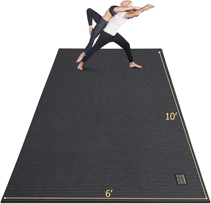GXMMAT Large Yoga Mat 12'x6'/10'x6'/6'x8'(7mm), Extra Thick Workout Mats for Home Gym Flooring, Ultra Comfortable Non-Slip Quick Resilient Barefoot Wide Exercise Mat for Pilates, Stretching,Meditation - Bloomnest