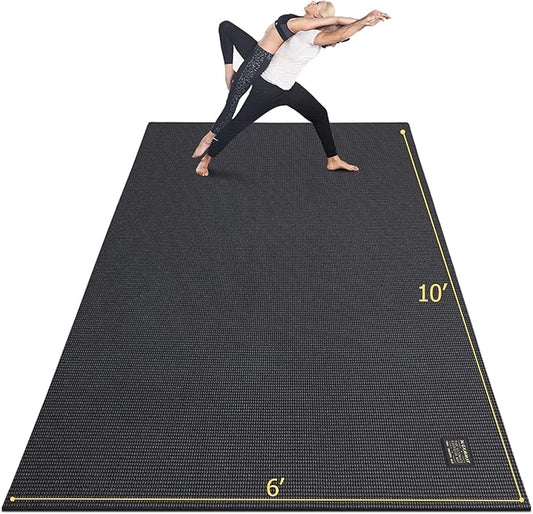 GXMMAT Large Yoga Mat 12'x6'/10'x6'/6'x8'(7mm), Extra Thick Workout Mats for Home Gym Flooring, Ultra Comfortable Non-Slip Quick Resilient Barefoot Wide Exercise Mat for Pilates, Stretching,Meditation - Bloomnest