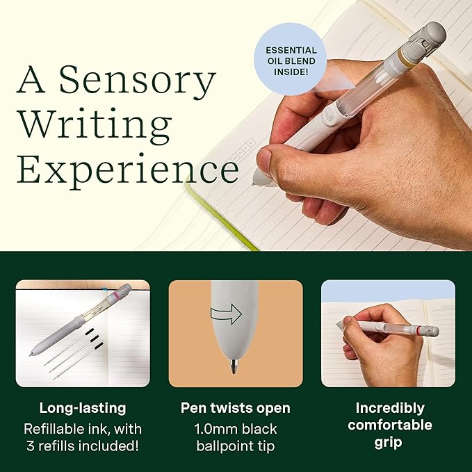 Lifelines Pen Diffuser Set, Diner Classics 3-Pack - 1mm Black Ballpoint Pens with Scented Essential Oil Blends – Aromatherapy Diffuser & Sensory Immersion Diffuse Aroma As You Write - Bloomnest