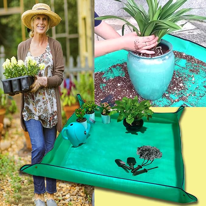 39.4" x 39.4" Large Plant Repotting Mat for Indoor Plants, Portable and Foldable Gardening mat, Waterproof Transplanting Potting Mat in Garde - Bloomnest