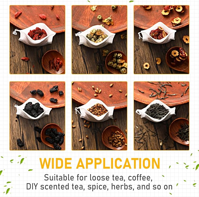 1000 Pcs Disposable Tea Bags Bulk for Loose Leaf Tea Drawstring Empty Coffee Sachets Filter Infuser Strainers for Coffee Spice Herbs(2 x 2.76 inches) - Bloomnest