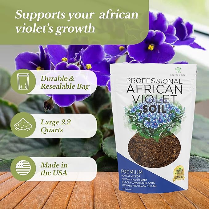 Professional African Violet Plant Soil | Premium All Purpose Blend | Large 2.2 Quarts | Ready to Use for Indoor Flowering Plants | Peat Moss, Coco Coir, Perlite, Dolomite | Made in USA - Bloomnest
