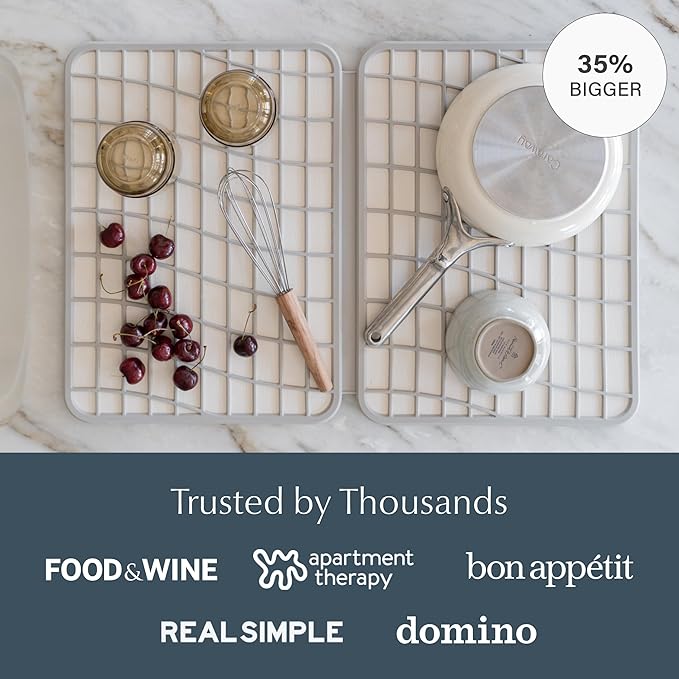Dorai Home Large Dish Pad – 40% More Drying Space, Eco-Friendly Quick-Drying Stone Mat for Kitchen, 24.6" x 16.5", Sandstone - Bloomnest