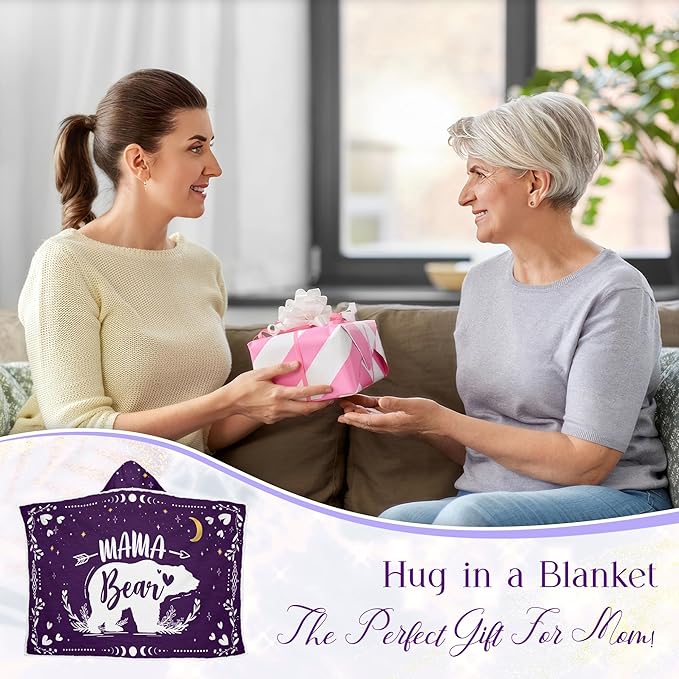 GEEMBI Birthday Gifts for Mom from Daughter and Son - Purple Mama Wearable Blanket Hoodie 47x72 in - Mothers Day and Birthday Gifts for Women, Mama Gift for Women, Gift for Mother in Law - Bloomnest