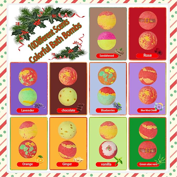 20-Pack Bath Balls with Surprises, Twenty Christmas Toys Inside, Natural Handmade Bubble Ball Set - Bloomnest