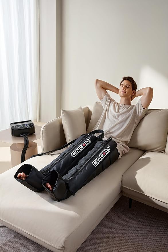 CINCOM Air Compression Recovery System - 6-Zone Professional Dynamic Pressure Leg Massager Boots for Circulation Improvement & Muscle Recovery, Compression Therapy for Athletes, FSA-HSA Eligible - Bloomnest