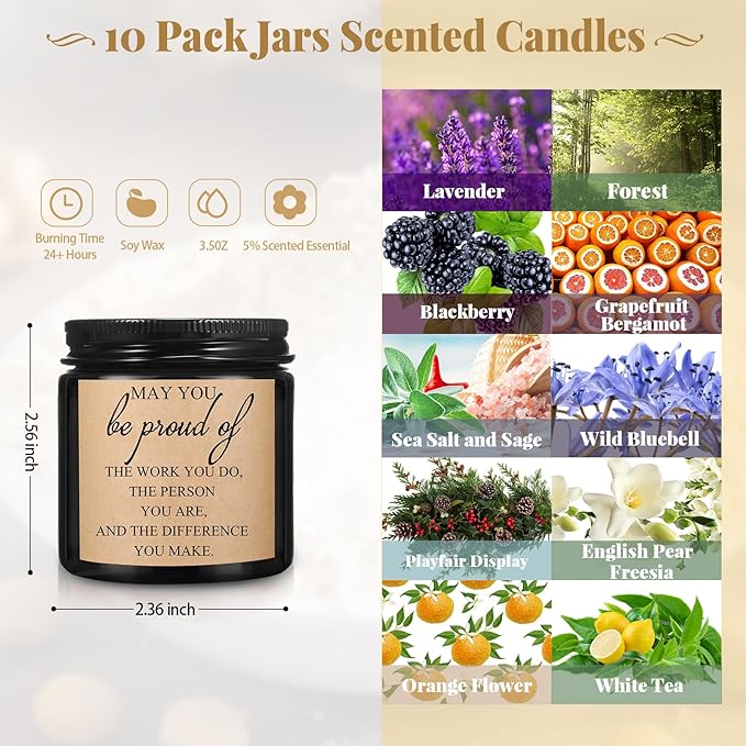 Fumete 10 Pcs Jars Scented Soy Candles 3.5 oz May You Be Proud of The Difference Candles Team Thank You Gifts for Employee Appreciation Gifts Coworker Vet Tech Nurse Teachers(Black,Proud) - Bloomnest