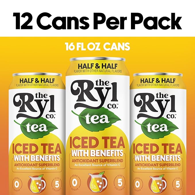 Ryl Iced Tea, Half & Half, Antioxidant Superblend, No Artificial Ingredients, 16.0 Fl Oz (12-Pack) - Bloomnest