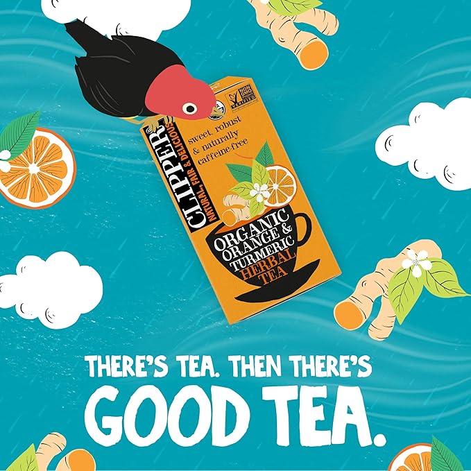 Clipper Tea, Orange & Turmeric, Organic Tea with Licorice Root, Orange Peel and Hibiscus, Plant Based Herbal Tea, Caffeine Free British Tea, 1 Pack, 20 Unbleached Tea Bags - Bloomnest