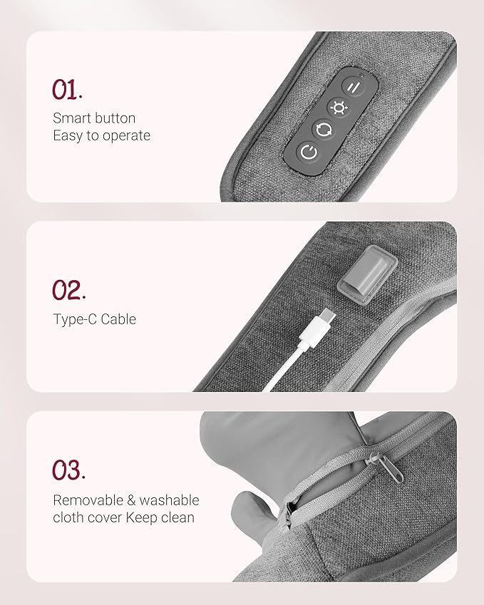 Cordless Neck Massager with Heat - FSA Eligible HSA Neck Shoulder Massager for Pain Relief Deep Tissue,6D Deep Kneading Shiatsu Back Massage, Gifts for Fathers Men Women - Bloomnest