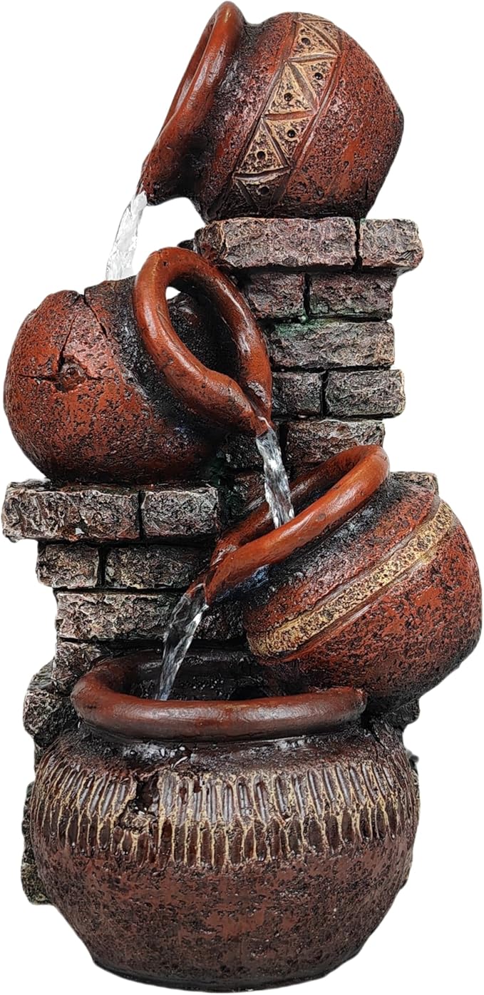 Indoor Desktop Fountain with Led Light - Layered Rock Waterfall Fountain, 13.77 x 5.9 x 5.9 inches, Silent Tabletop Water Feature Decor for Relaxation - Bloomnest