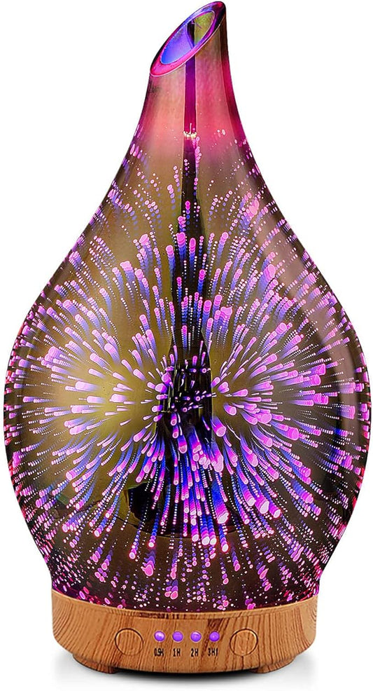 Porseme Essential Oil Diffuser 3D Firework Glass Aromatherapy Ultrasonic Humidifier Rose Gold,Auto Shut-Off,Timer Setting,BPA Free,Aroma Decoration for Home,Office,Gym,Spa,Premium Gift 100ML Porseme