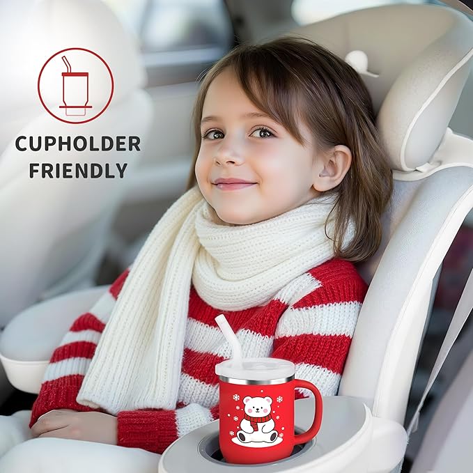 Bella's Friends Christmas Mini Tumbler- 9 0z Toddler Sippy Cup, Flexible Straw, Stainless Interior & Silicone Body, Christmas Gift for 1-3 Years Old Girls & Boys, Gingerbread Man & Polar Bear (2 Pack) - Bloomnest