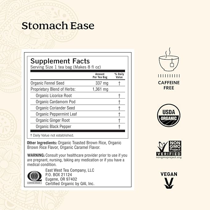 Yogi Tea - Stomach Ease (6 Pack) - Supports Healthy Digestion with Peppermint, Licorice Root, and Ayurvedic Herbs - Caffeine Free - 96 Organic Herbal Tea Bags - Bloomnest