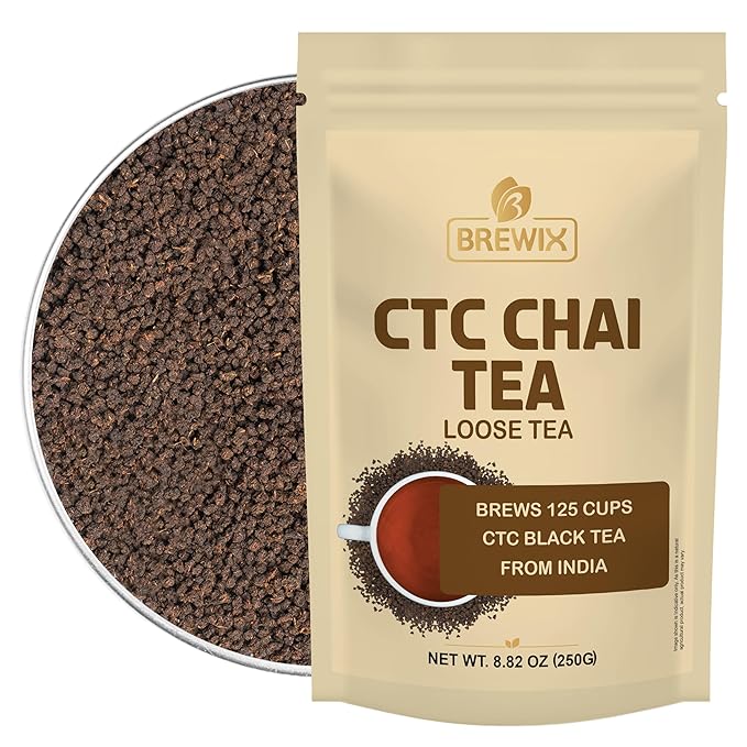 BREWIX, Premium CTC Assam Black Tea (125+ Cups, 8.82oz/250g) Strong and Full Bodied Loose Leaf Tea | For Kombucha, Indian Milk Tea, Iced Tea & English Breakfast Tea - Bloomnest