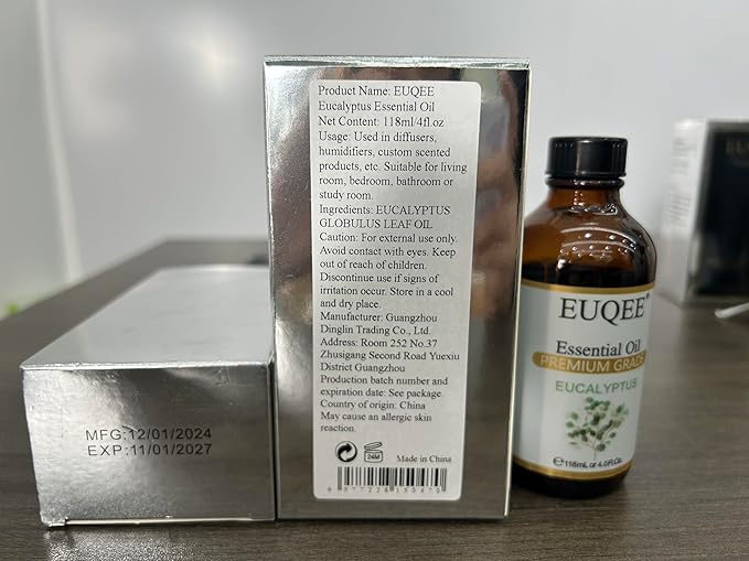 EUQEE Eucalyptus Essential Oil 118ml Pure Eucalyptus Oil with Glass Dropper for Aromatherapy, Diffuser, Soap & Candle Making - 4Fl.Oz - Bloomnest