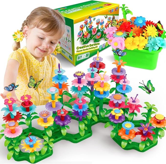 YEEBAY Flower Garden Building Toys for Girls Age 3, 4, 5, 6, 7 Year Old - STEM Gardening Toys for Kids - Stacking Game for Toddlers Play Set - Educational Activity for Preschool (148 PCS) - Bloomnest