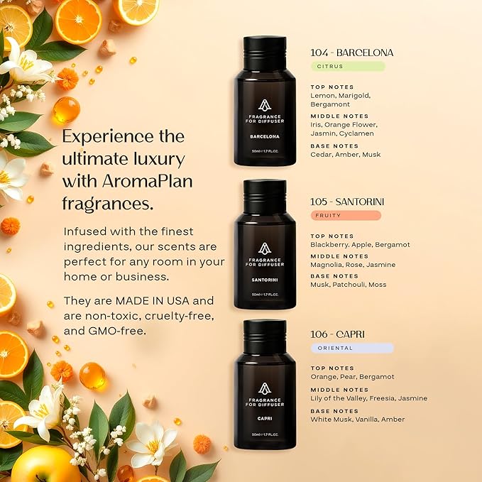 AromaPlan Home Destinations Collection Scents,Hotel Premium Collection Set- 5 Star Hotel Collection- Natural, Non-Toxic Cold Air Diffuser Oil -Gift Ready, Diffuser Oils Scent (3 Pack/1.7 fl.oz (50 ml) - Bloomnest
