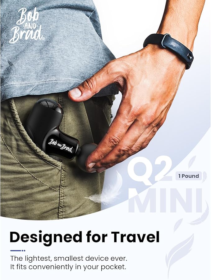 BOB AND BRAD Q2 Mini Massage Gun, Pocket-Sized Deep Tissue Massager Gun, Portable Percussion Muscle Massager Gun, Ultra Small & Quiet Muscle Massage Gun with Carry Case, Home Gym Travel, Black - Bloomnest
