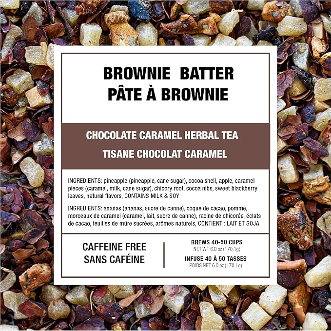 Tiesta Tea - Brownie Batter - Chocolate Caramel Herbal Tea - Loose Leaf Tea Blend - Non-Caffeinated Herbal Tea - Make Hot or Iced Tea Up to 40-50 Cups - 6 oz Refillable Tin - Bloomnest