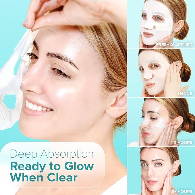 Ebanel Bio Collagen Face Mask, 4-Pack Hydrating Face Masks with 7 Peptides, Hyaluronic Acid, Niacinamide, Centella, Rose Water, Ceramide, and B5, Glass Skin Tightening and Lifting Korean Sheet Masks - Bloomnest