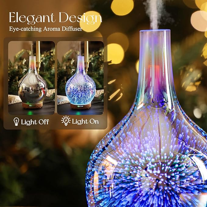 Porseme 3D Essential Oil Diffuser Cool Mist Humidifier Ultrasonic Aromatherapy Diffuser,150ml Last 6h,Auto Shut-Off,Air Refresh,Decoration for Home,Office,Yoga,Baby,Sleep Porseme