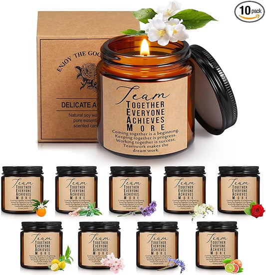 Fumete 10 Pcs Jars Scented Soy Candles 3.5 oz May You Be Proud of The Difference Candles Team Thank You Gifts for Employee Appreciation Gifts Coworker Vet Tech Nurse Teachers(Amber,Team) - Bloomnest