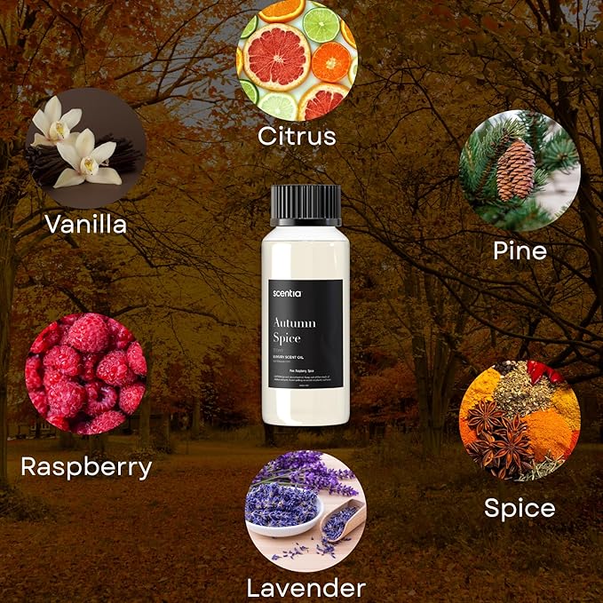 Scentia Autumn Spice Essential Oil Blend – 120ml Fall Diffuser Oil with Pumpkin Spice Notes | Home, Halloween & Thanksgiving Décor | Aromatherapy, Candle & Soap Making Scentia