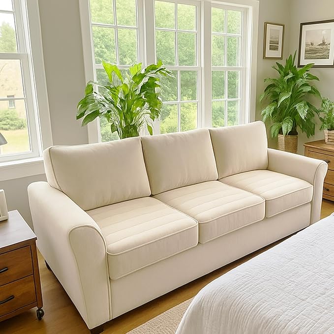 Codi Thick Replacement Couch Cushions 2 Sets, Upholstery Foam with Washable Covers for Sofa Cushion Chair Meditation - 24 × 24 × 5 Inch, High Density Foam, Ivory