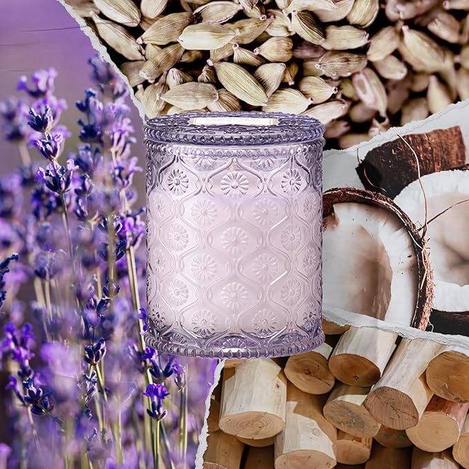 LA JOLIE MUSE Jardin de Lavender Scented Candle - Coconut, Lavender & Sandalwood | 6 oz Natural Soy Wax | 40 Hours Clean Burn | Aromatherapy Candle for Relaxation | Elegant Home Decor - Bloomnest