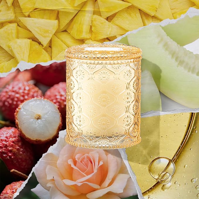 LA JOLIE MUSE Tahitian Lychee Candle - Lychee, Melon, Pineapple | 6 oz Natural Soy Wax | 40 Hours Clean Burn | Tropical Fruit Candle | Gift for Little Getaway - Bloomnest