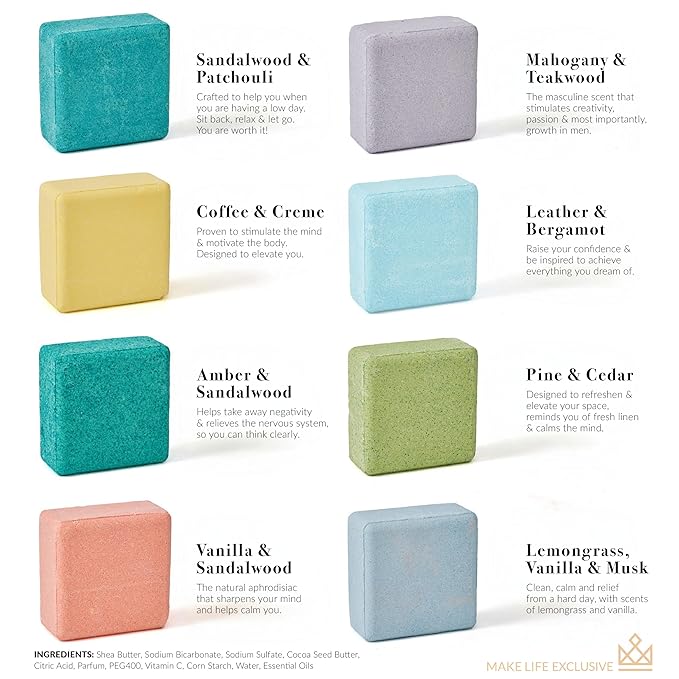 Bath Bombs for Men, Block Shape, Gifts for Men, 8 Large 5oz Bombs, 100% Natural Products & Essential Oils, Soak in, Bubble Bath - Bloomnest