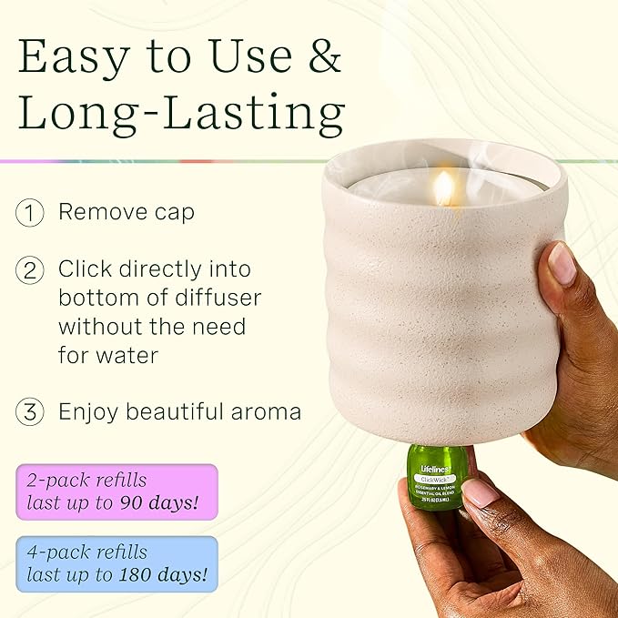 ClickWick Essential Oil Blends for Lifelines Diffusers, 4-Pack Discovery Set - Essential Oil Blend Refill for Candle, Plant & Shower Aromatherapy Diffuser - Fragrance for Diffusers - Bloomnest