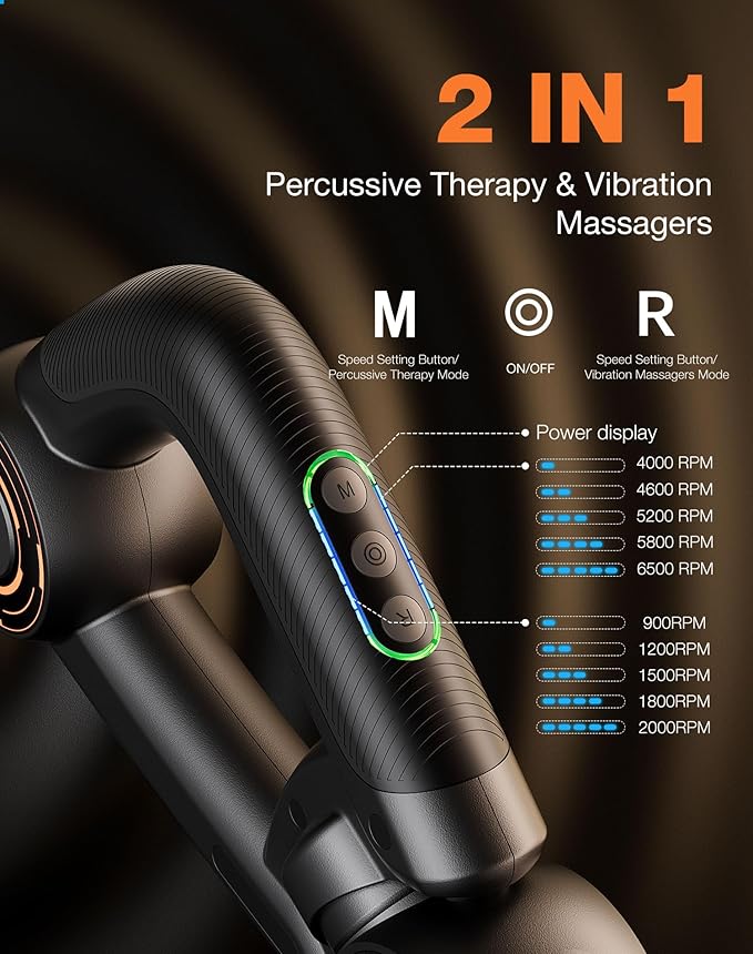 R3 Pro 3-in-1 Massage Gun with Vibration - 18mm Amplitude & 6500RPM Deep Tissue Percussion Massager for Pain Relief in Back, Shoulder, Leg - Gift for Athletes - Bloomnest